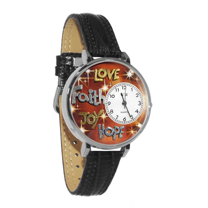 Faith Hope Love Joy 3D Watch | Handmade in USA for wholesale by Whimsical Gifts