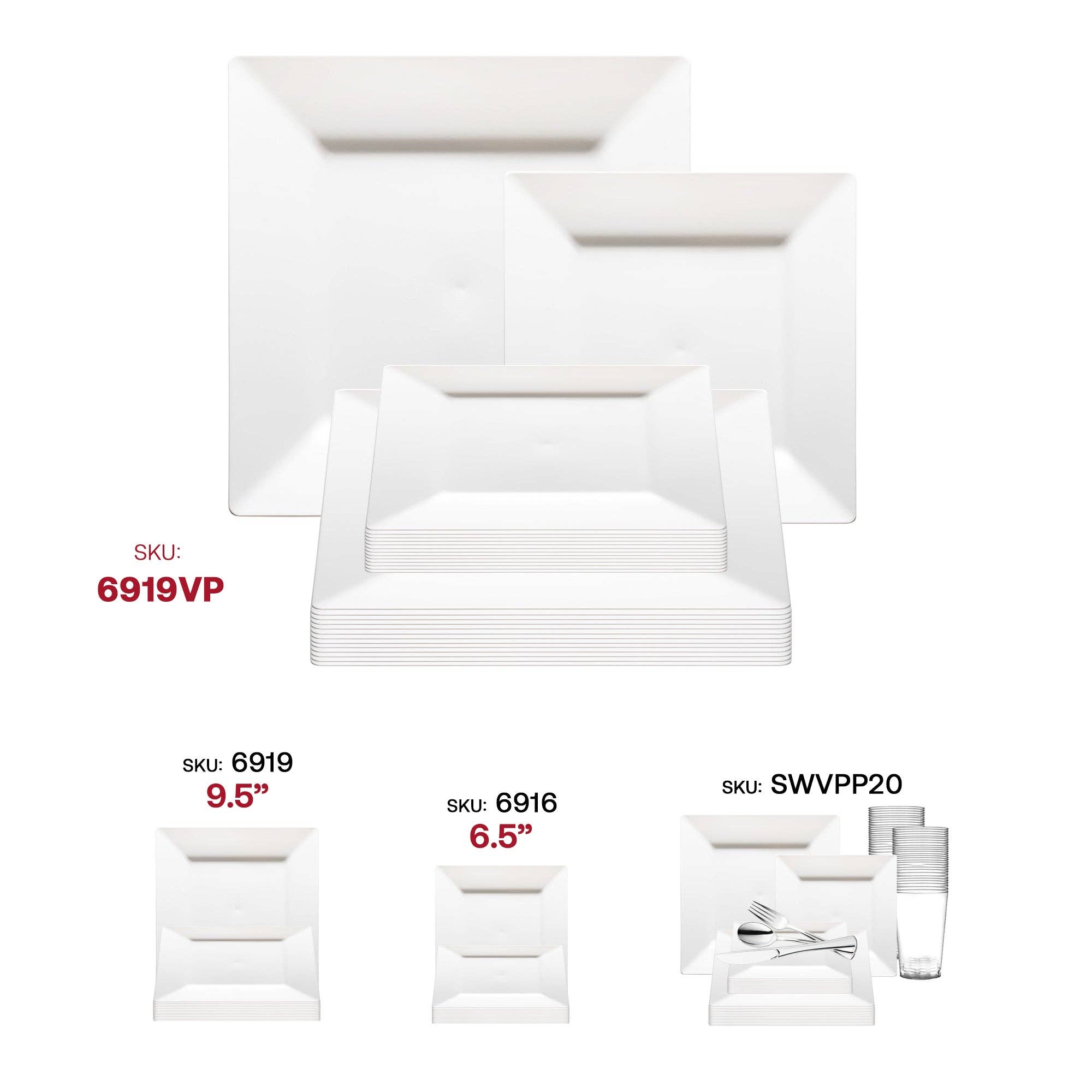 Smarty had a Party - Wholesale Borden - Wit Vierkant Plastic Servies Set - 120 Gasten6