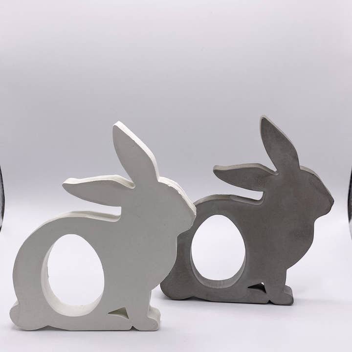 Concreates - Vendita all'ingrosso Decorazioni da tavolo - Coniglietto pasquale autoportante in cemento | portauova | coniglio pasquale | portauova color crema | decorazione pasquale | ornamento da tavola3