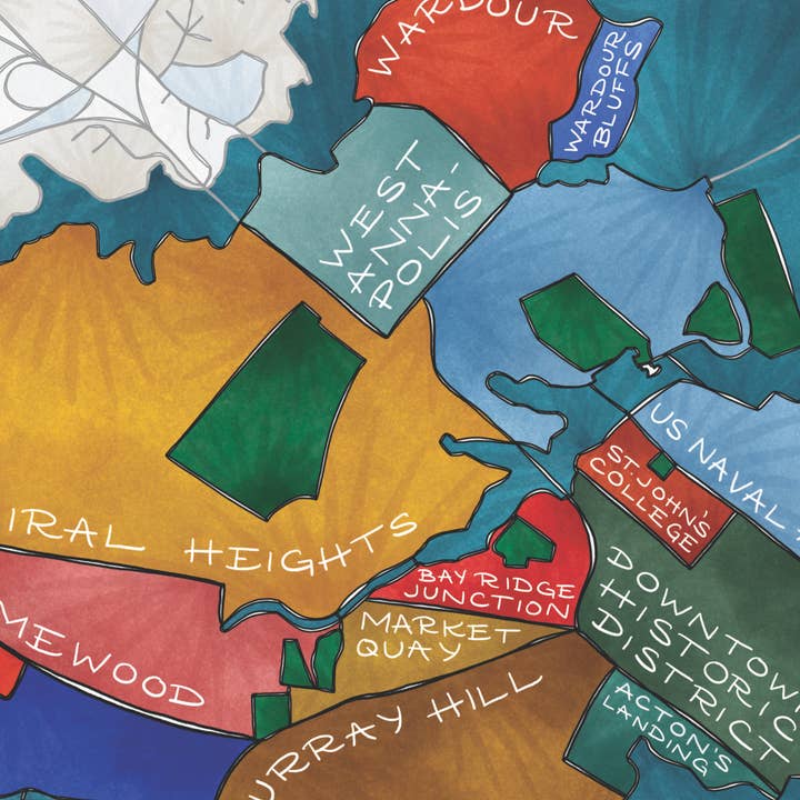 Terratorie Maps + Goods - Wholesale Everyday Greeting Card - Annapolis Neighborhoods Map Art Greeting Card1