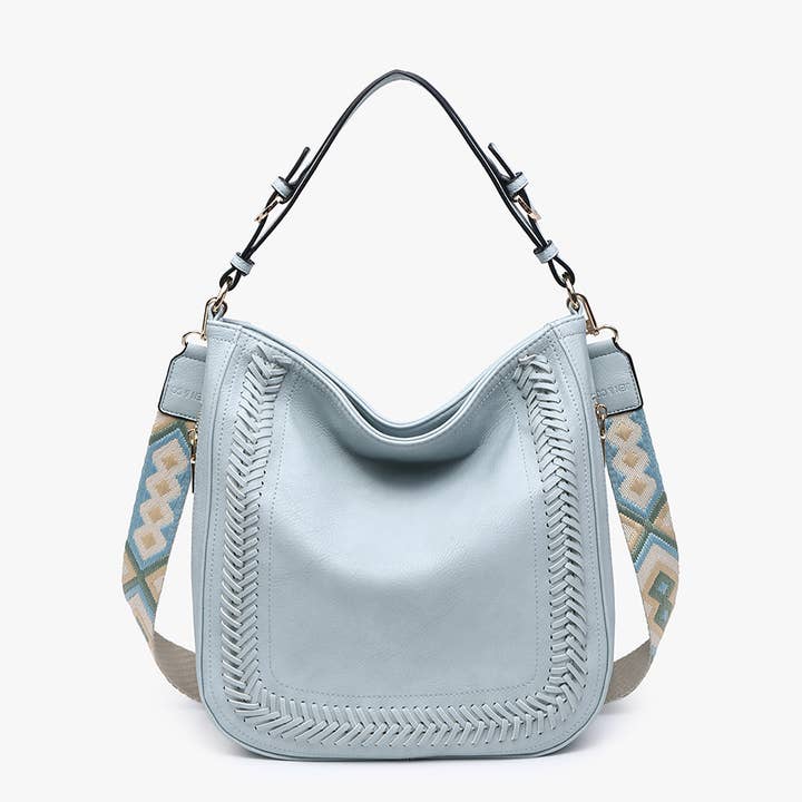 Jen & Co. - Wholesale Shoulder Bag - Women's - M2049S Aris Small Whipstitch Hobo w/ Guitar Strap