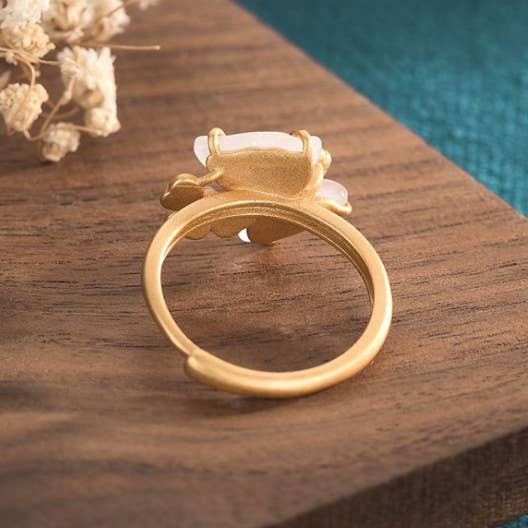 Bright MacMing - Wholesale Cocktail/gelegenheidsring - Butterfly Kiss Jade Open Ring2