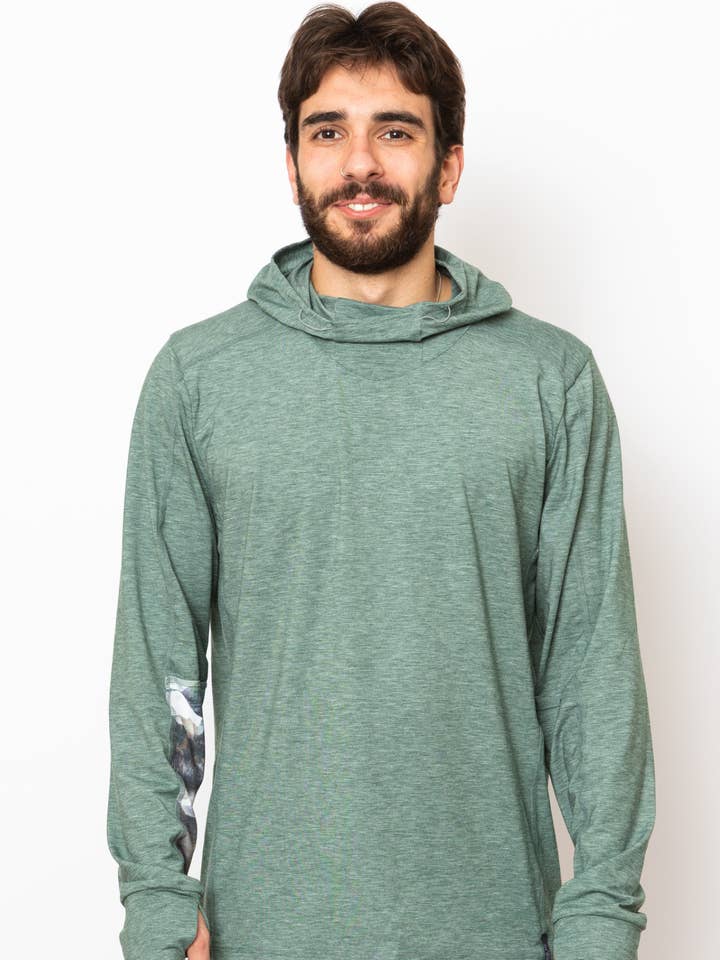 Men's Hooded Treeline Long Sleeve for wholesale by Alpine Fit