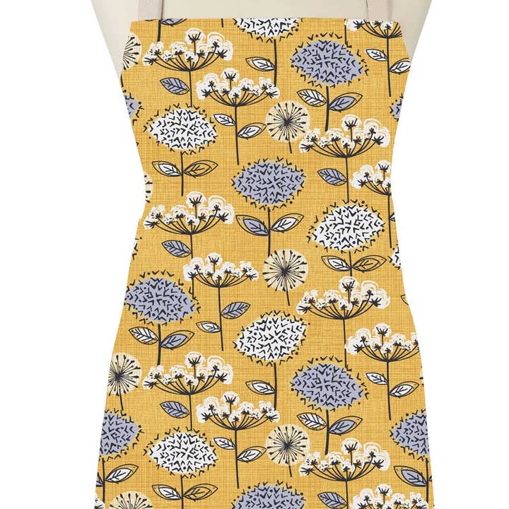Mustard Apron with Wipe Clean Coating Retro Meadow for wholesale on Faire0