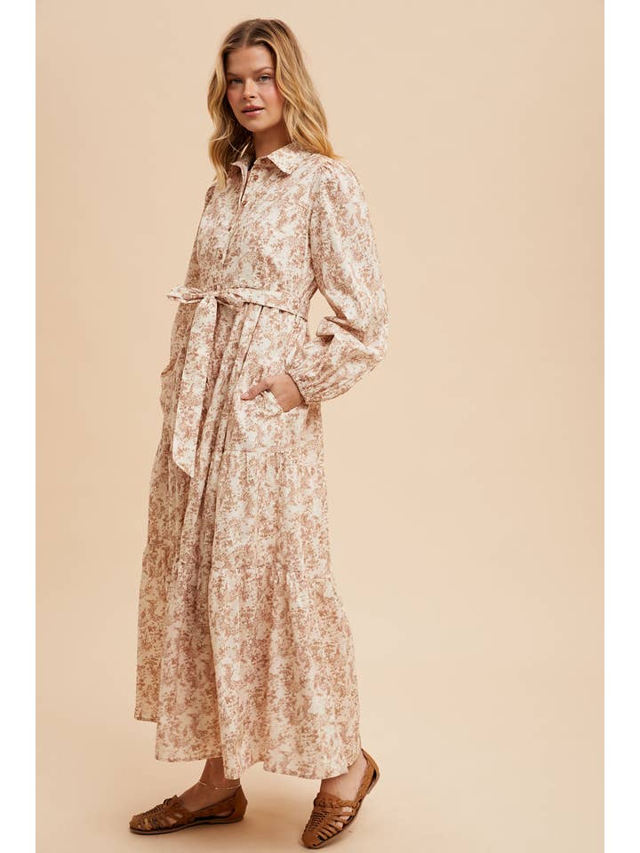 In Loom - Wholesale Dress - Women's - COTTON TOILE PRINT BUTTON DOWN MAXI