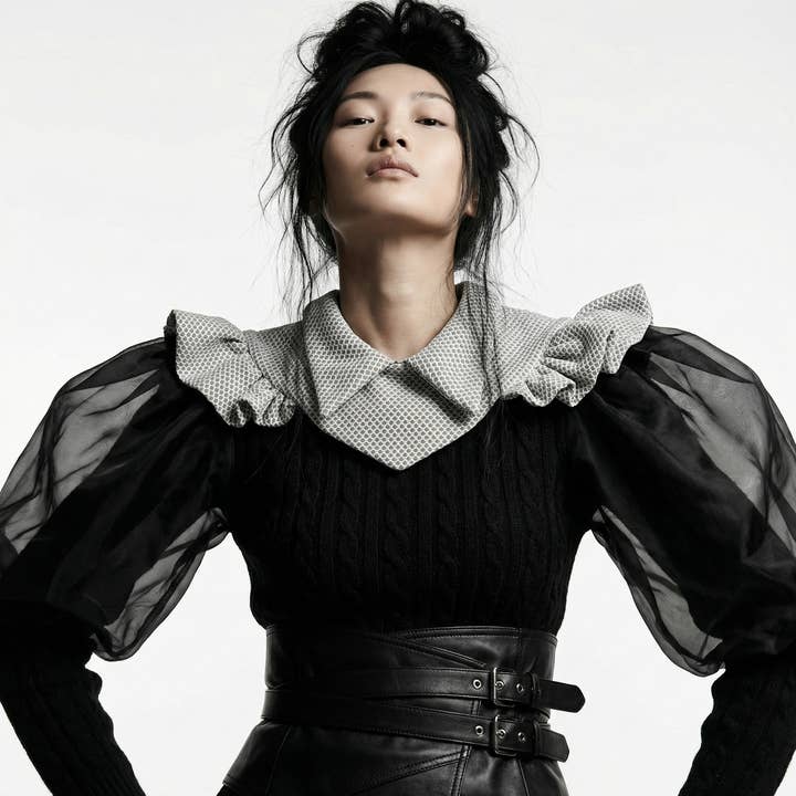 White Netting Sporty Neck Collar for wholesale by Sumie Tachibana