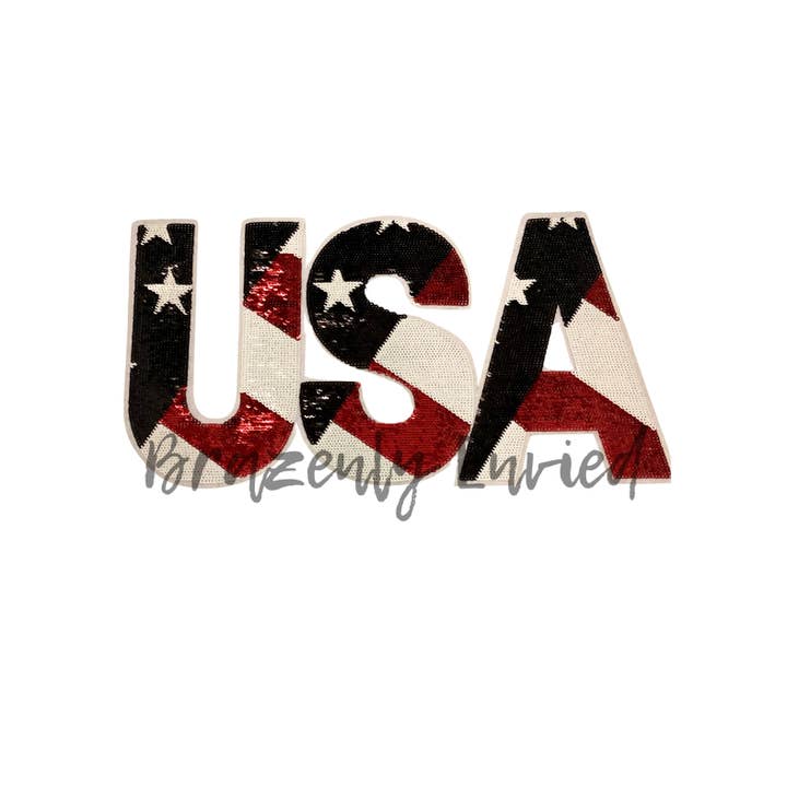 Brazenly Envied - Wholesale Patch - USA Sequins Patch measures @ 6.5"h x 12"w Beautiful Patch Great for Memorial day and 4th of July
