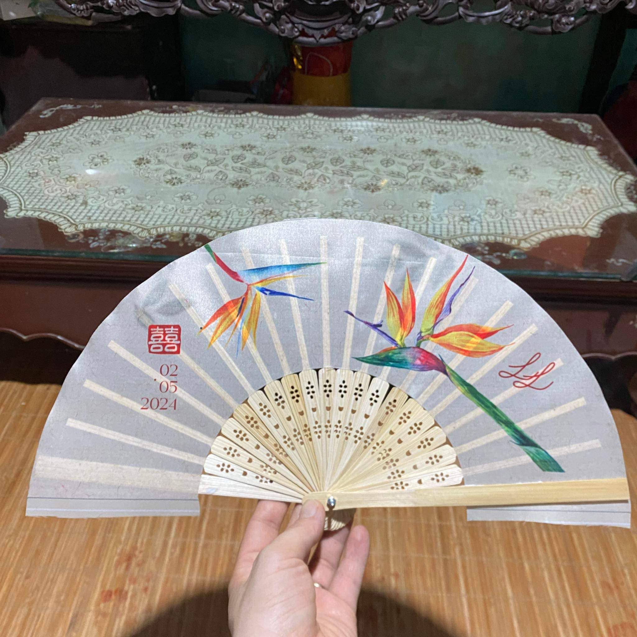 Tonkin Handicraft - Wholesale Party/Paper Folding Fan - Customized Wedding Paper Folding Fan 1