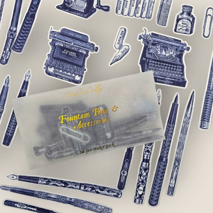 CoraCreaCrafts - Wholesale Sticker - Fountain Pens Clear Stickers4