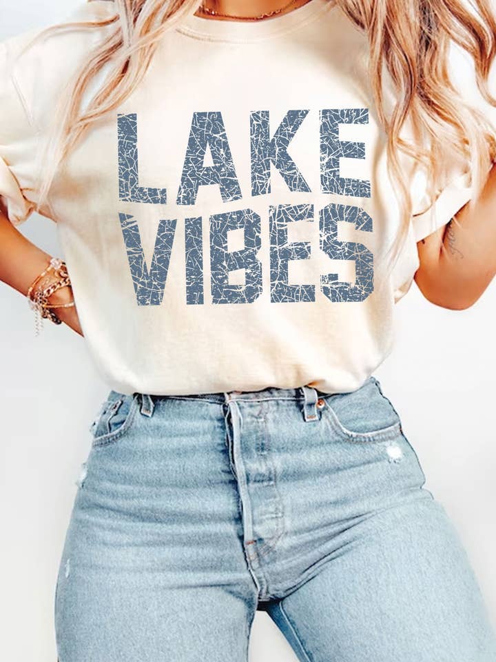 Rustee Clothing - Wholesale Screen Printed T-Shirt - Women's - LAKE VIBES GRAPHIC TSHIRTS