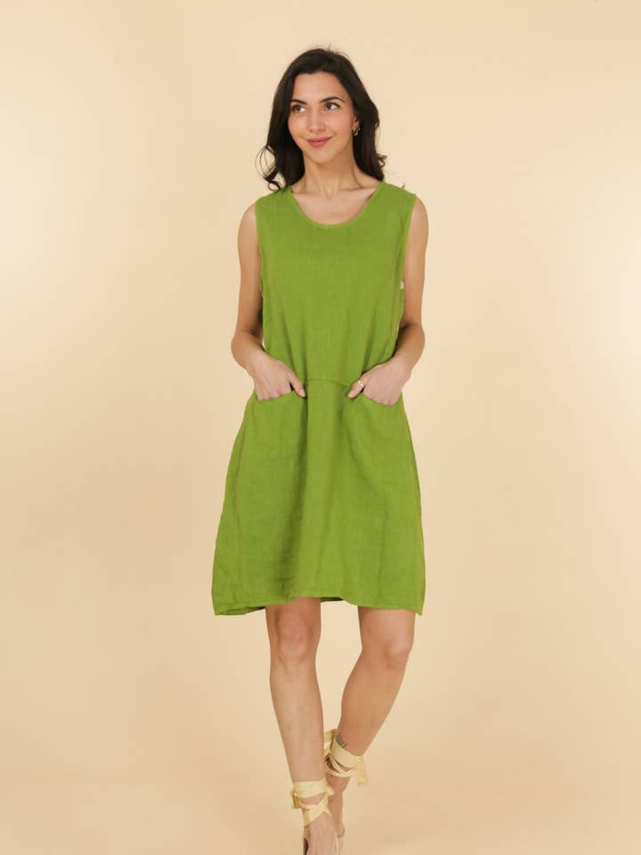 la maison des fibres naturelles - Wholesale Dress - Women's - Sleeveless linen dress 100% linen 625519