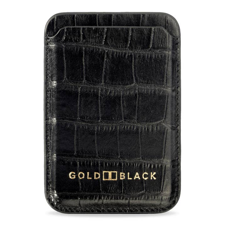 Cartera magnética iPhone - piel con grano de cocodrilo negro para venta al por mayor de GOLDBLACK