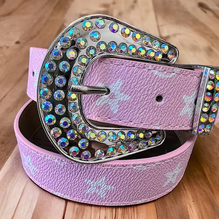 Kids Charm Online - Wholesale Belt - Kids - PINK STAR PRINTED GIRLS BELT. (31.5"LONG WIDE1.25)