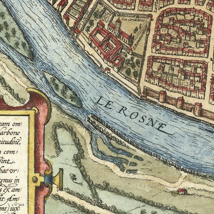 OldCityPrints - Old Maps and Posters - Wholesale Art Print - Old Map of Lyon France 1593 Vintage Map of Lyon | Vintage Map Wall Art Print3