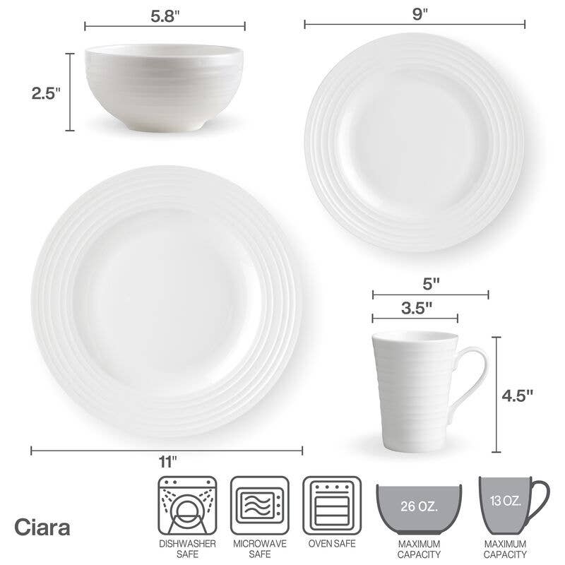 Fitz and Floyd® Mikasa® Pfaltzgraff® - Wholesale Dinnerware Set - Mikasa Ciara 16PC DW Set Gift Box Pkg2
