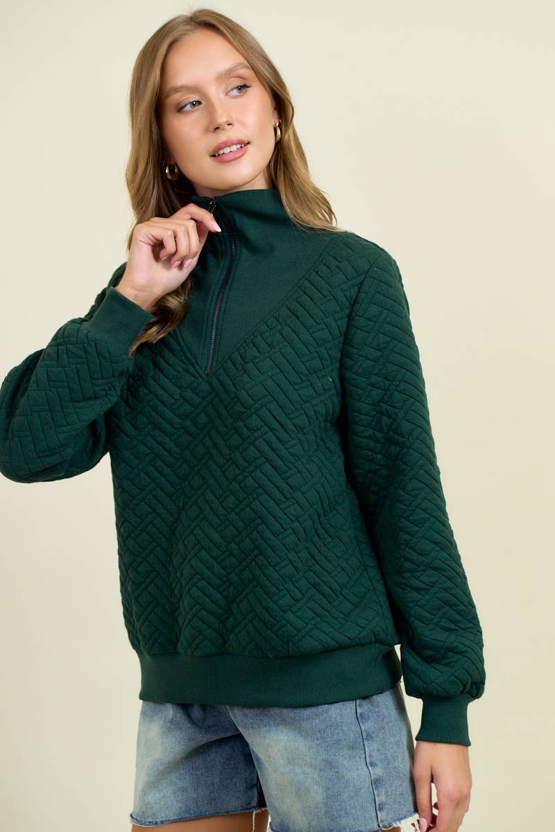 Doe and Rae - Wholesale Sweatshirt - Dames - GEVOERD TOP MET HALVE RITS AAN DE VOORKANT - 45112T11