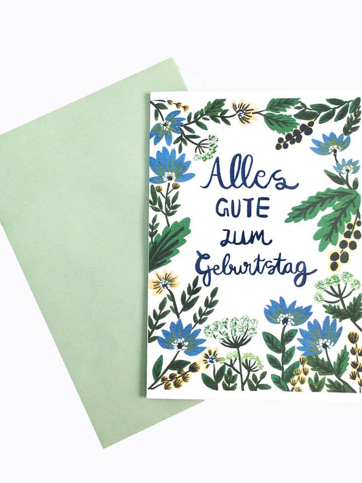 Grøn Blomstret | Fødselsdagskort for engroshandel hos Colourina Design