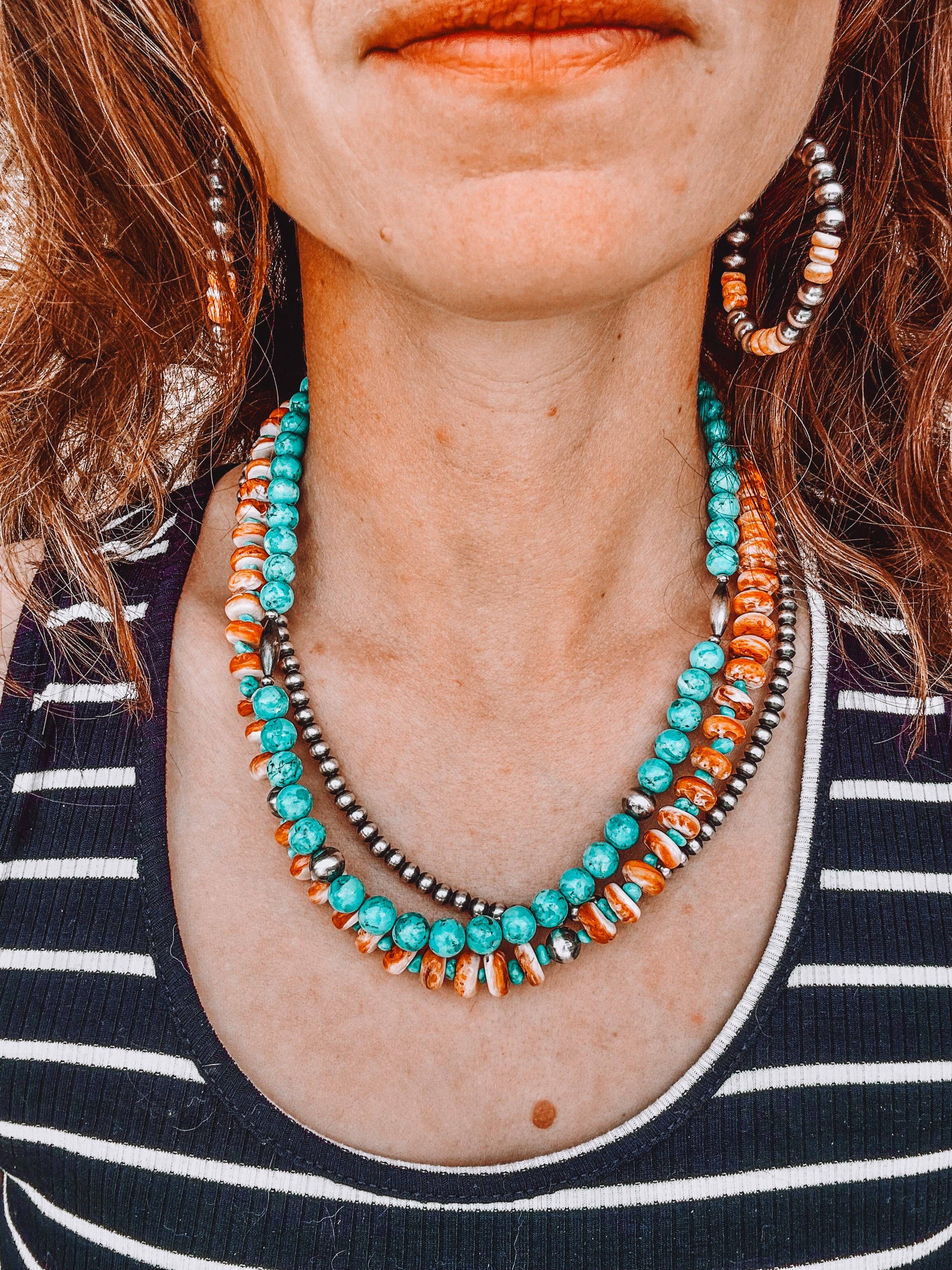 Wild Hancock Creations – Großhandel Perlenkette – Orange Stachelaustern-Halskette/ Türkis-Nugget-Halskette/2