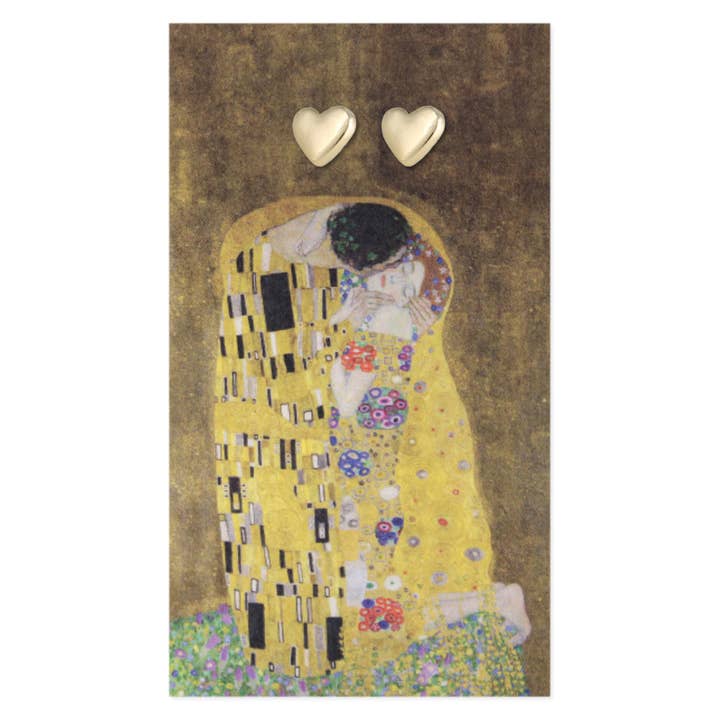 ZAD - Wholesale Stud/post earrings - The Kiss Fine Art Gold Heart Earrings1