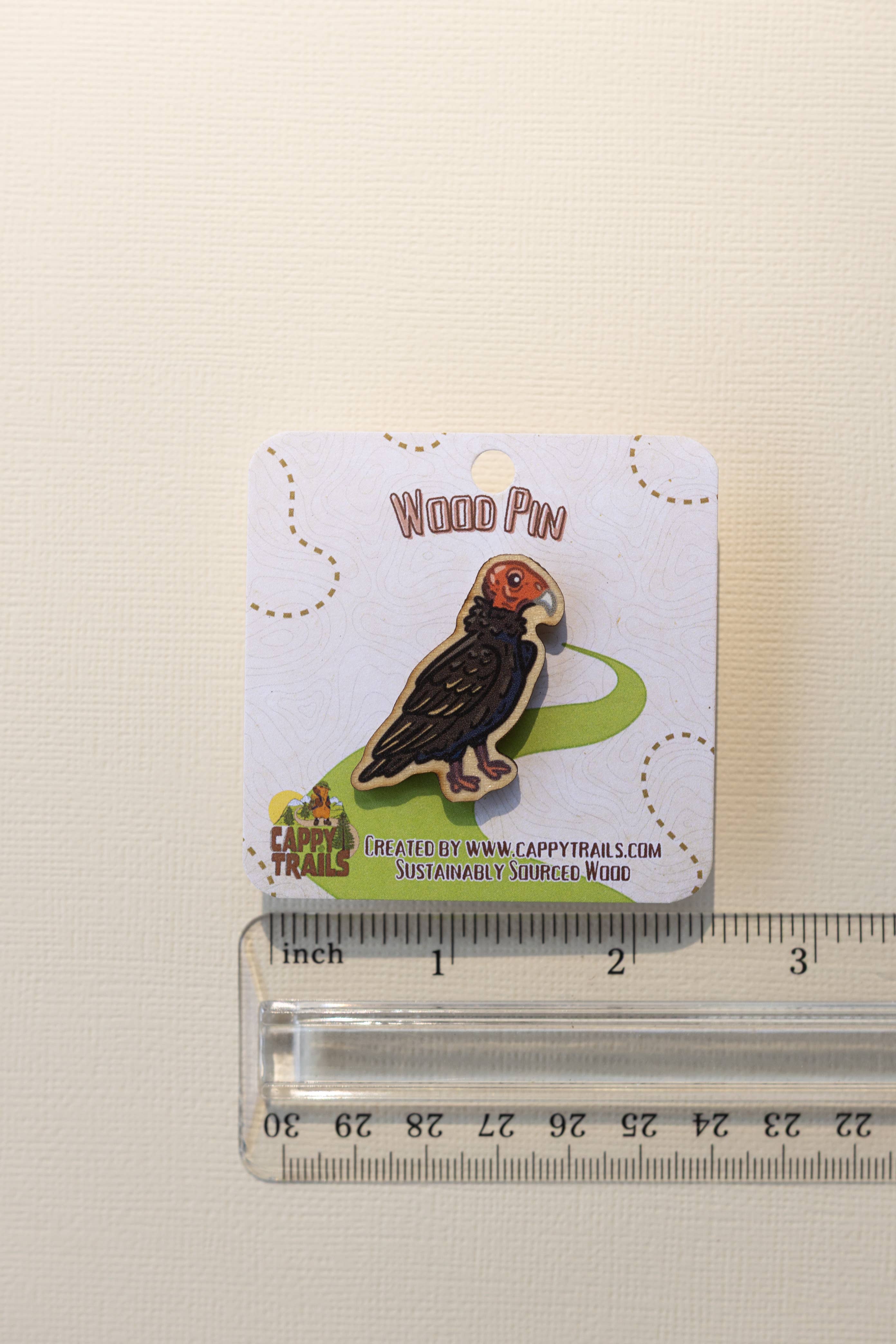 Cappy Trails - Wholesale Lapel Pin/Button - Turkey Vulture Wood Pin1