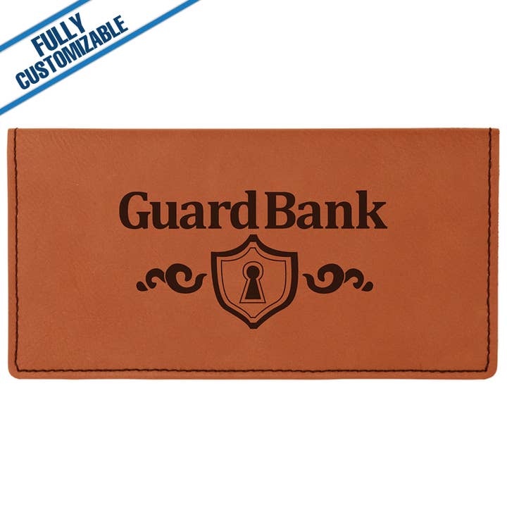 GiftWorksPlus - Wholesale Travel Wallet - Engraved Leatherette Checkbook Cover - Fully Customizable