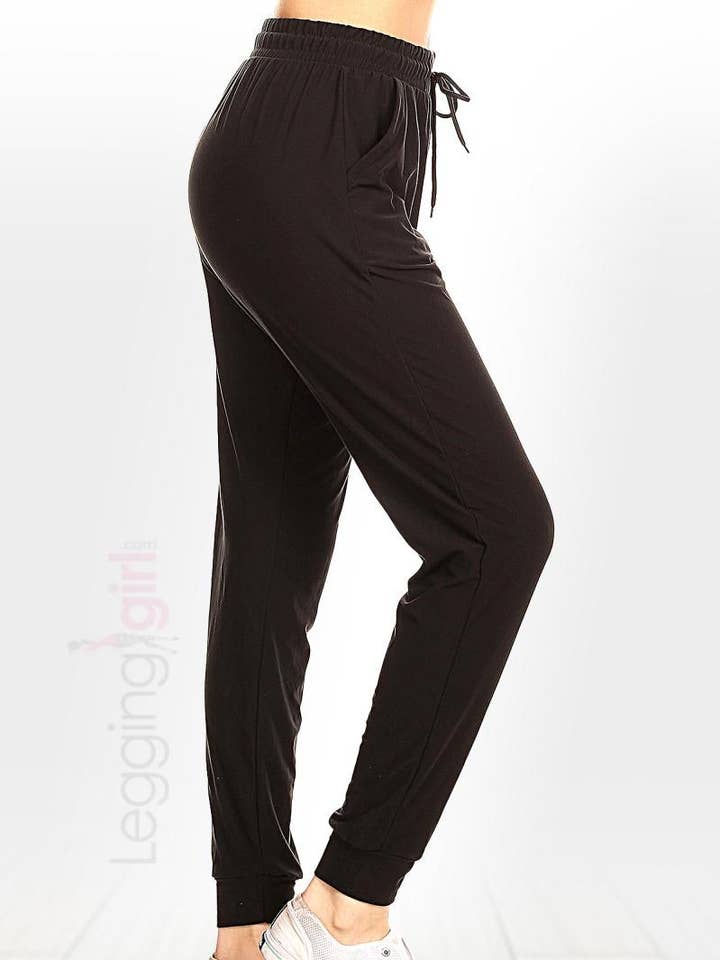 Effen zwarte jogger voor wholesale door LeggingGirl.com