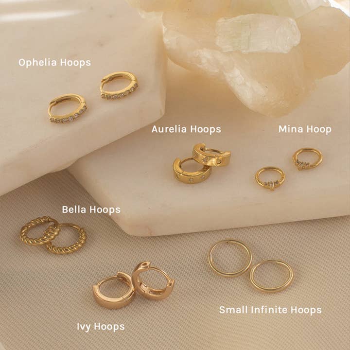 Gold Ivy Huggie Hoops for wholesale on Faire4