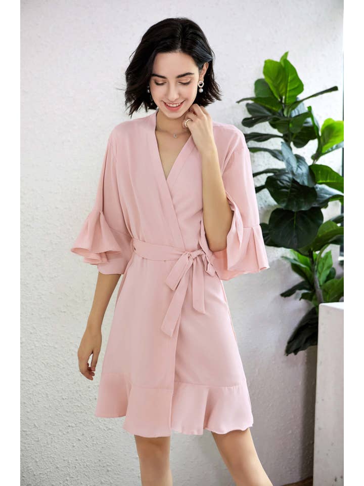 Mackleys - Wholesale Robe - Women's - PREORDER Solid Matte Satin Ruffle Robe11