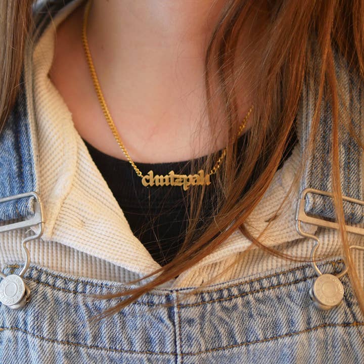 Mamaleh Jewelry - Wholesale Pendant/Charm Necklace - Chutzpah Blackletter Necklace