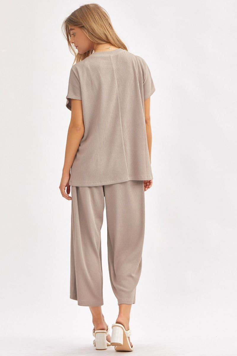 Dear Scarlett - Vendita all'ingrosso Completo top e pantaloni (NON loungewear) - Donna - Top Solido + Pantaloni a Gamba Larga TRVSET-PALMBEACH8