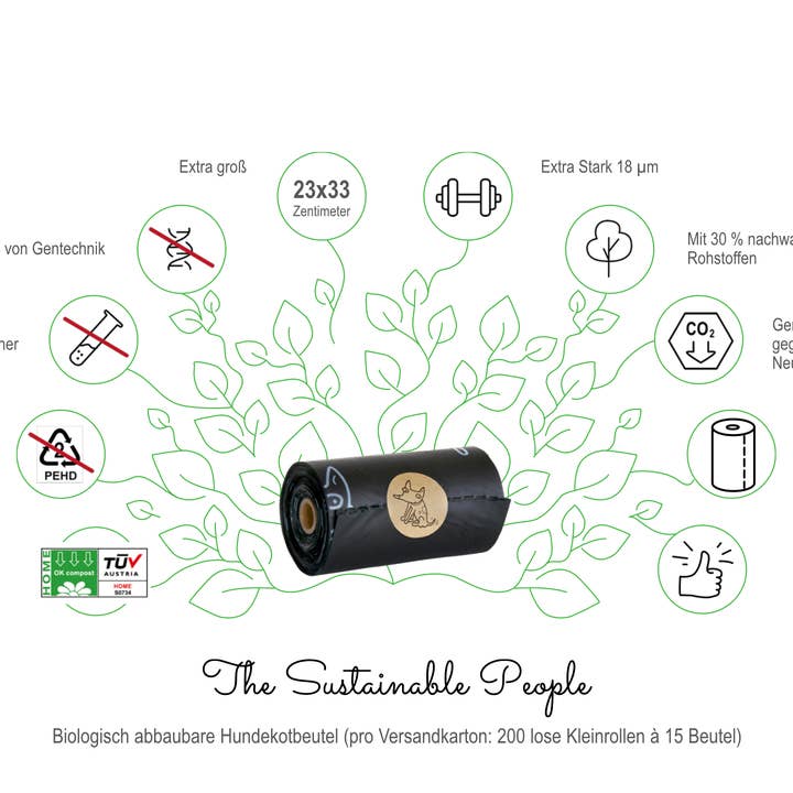 The Sustainable People - Wholesale Pet Poop Bag - Biodegradable Dog Poop Bags (200 loose rolls)