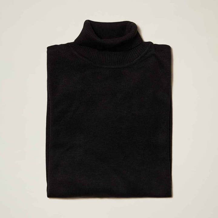 Jersey de Cuello Alto de Mezcla de Algodón — Negro y Blanco para venta al por mayor de Inserch