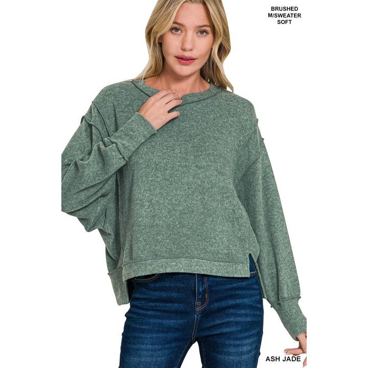 Apolline - Wholesale Sweatshirt - Women's - Brushed melange hacci oversized sweater1