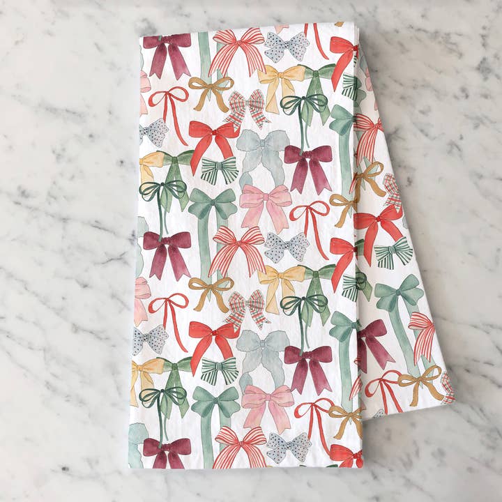 Christmas Bows - Holiday Bow Tea Towel for wholesale by KelseyMDesigns