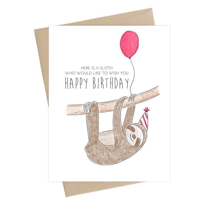 Little May Papery - Wholesale Birthday Card - Sloth Birthday Card0