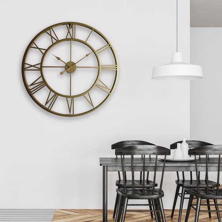 Gold Metal Large Iron Wall Clock - 76 cm / 30 in for wholesale by Walplus