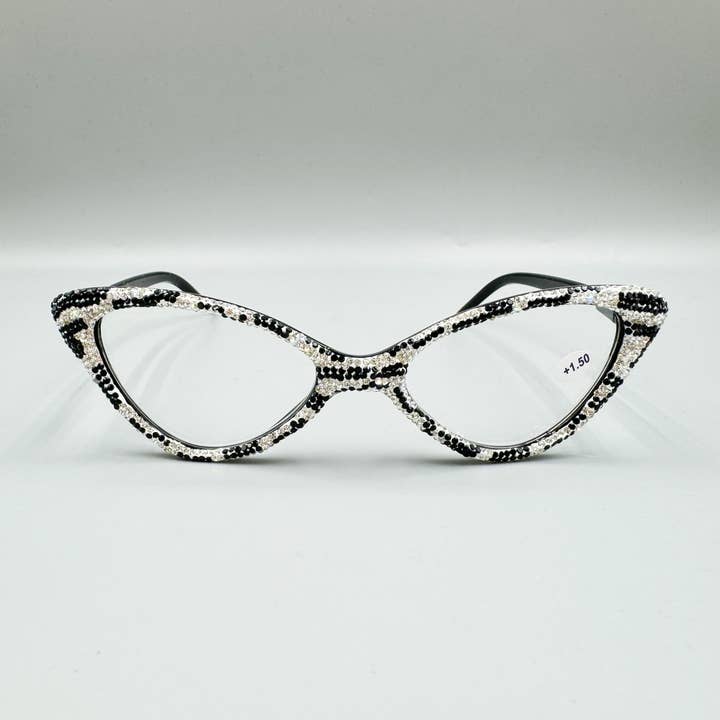 Ole - Wholesale Eyeglasses - Women's - Handmade Zebra Printed Rhinestone Readers Eyeglasses