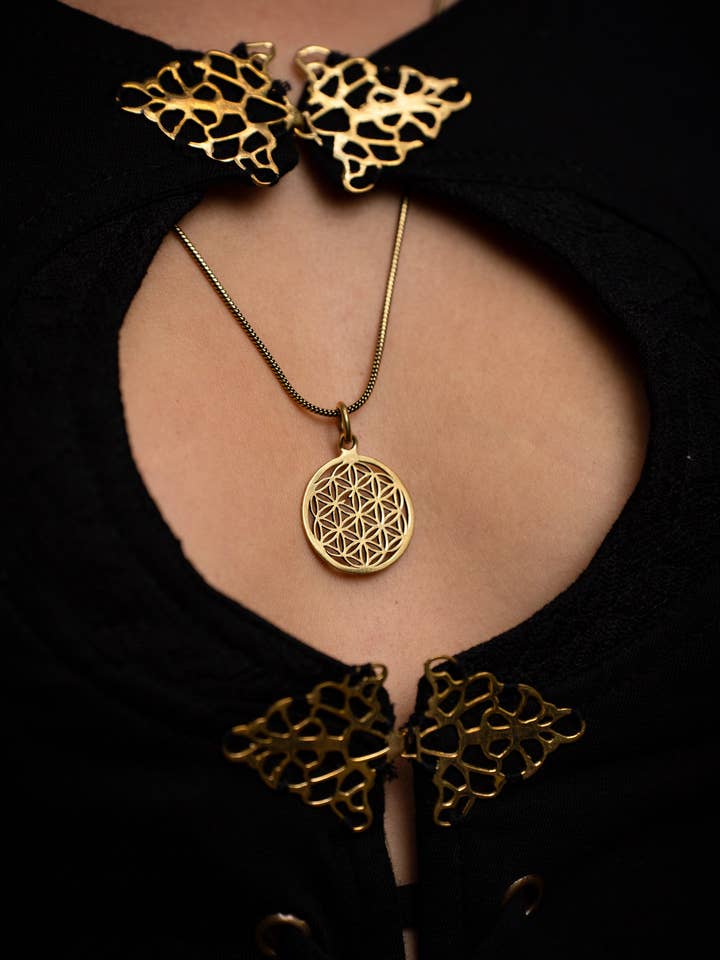 Flower of life Sacred Geometry Pendant - Brass for wholesale by Arya Clothing