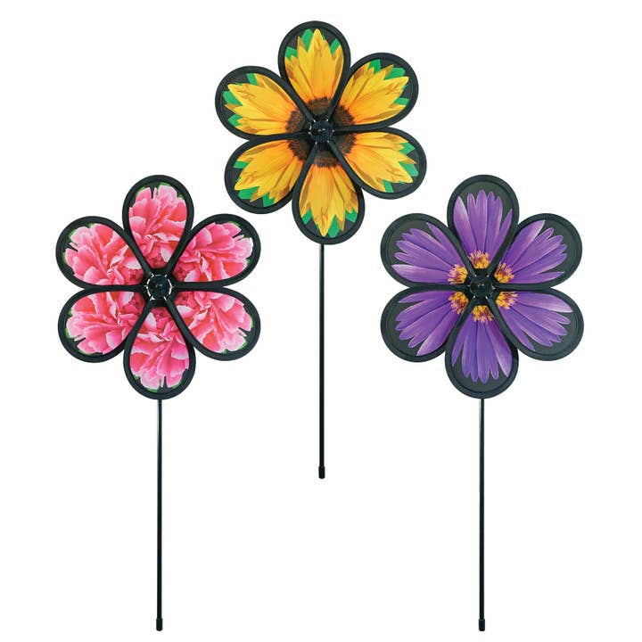 10" Realistic Flower Spinner Assortment - 3 Pack for wholesale by In the Breeze, LLC.
