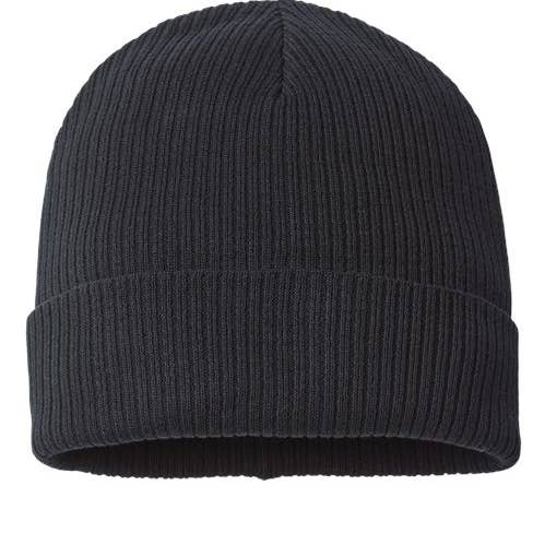 Bonnet à revers en coton biologique "Nelson" - Écusson personnalisé marine pour la vente par Mad River