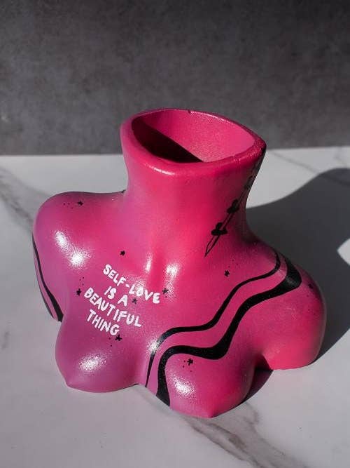 Hand-Painted Concrete Bust Vase by Colorado Artist for wholesale by Shutterhaus