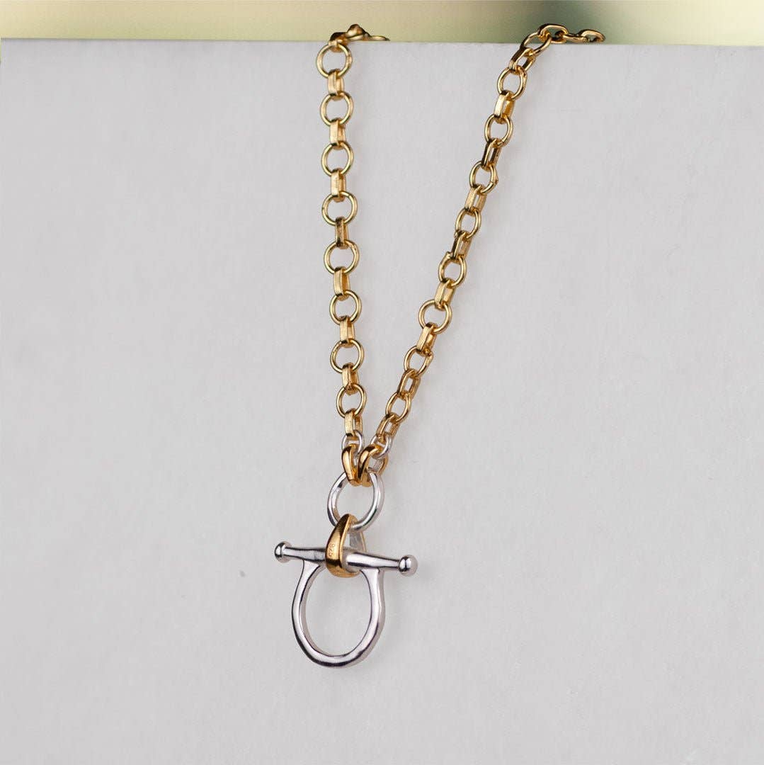 URBAN-EQUESTRIAN - Wholesale Pendant/Charm Necklace - Chelsea - Two Tone Equestrian Horse Bit Necklace5