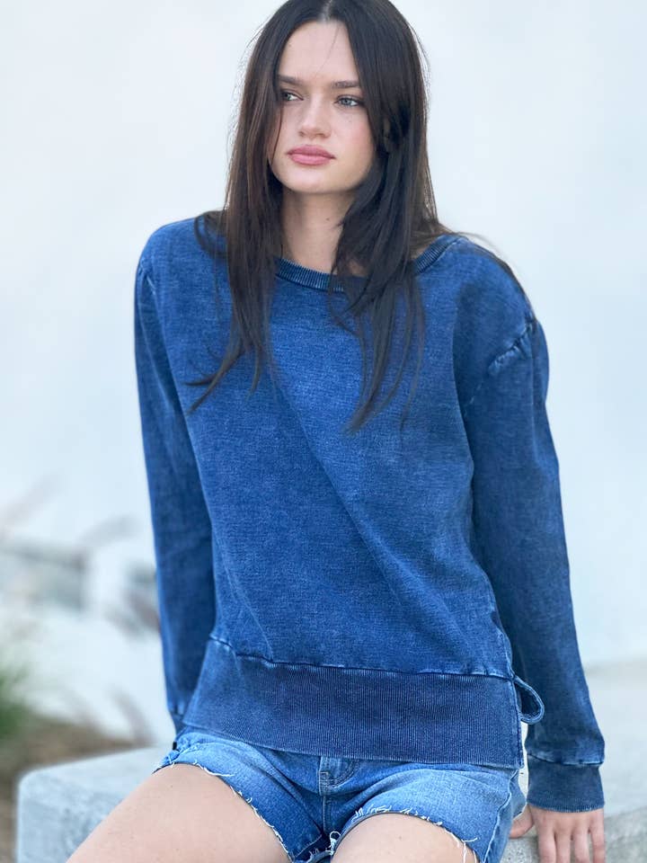 Sweat en maille denim pour la vente par WASH LAB