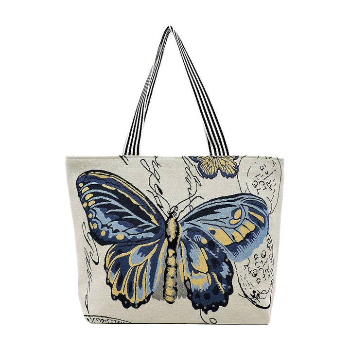 Cap Zone - Wholesale Tote Bag - Women's - Butterfly Wonderland Tapestry Canvas Tote