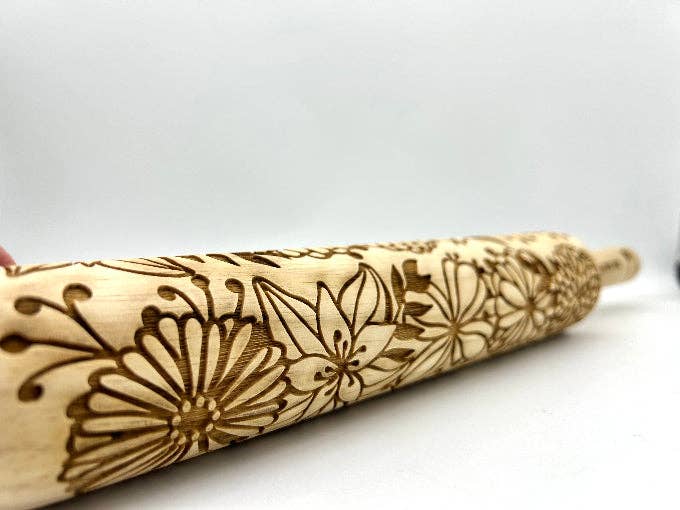 Sweet Rolling Pins - Wholesale Rolling Pin - Embossed Bursting Bouquet Rolling Pin –Baking & Pottery4