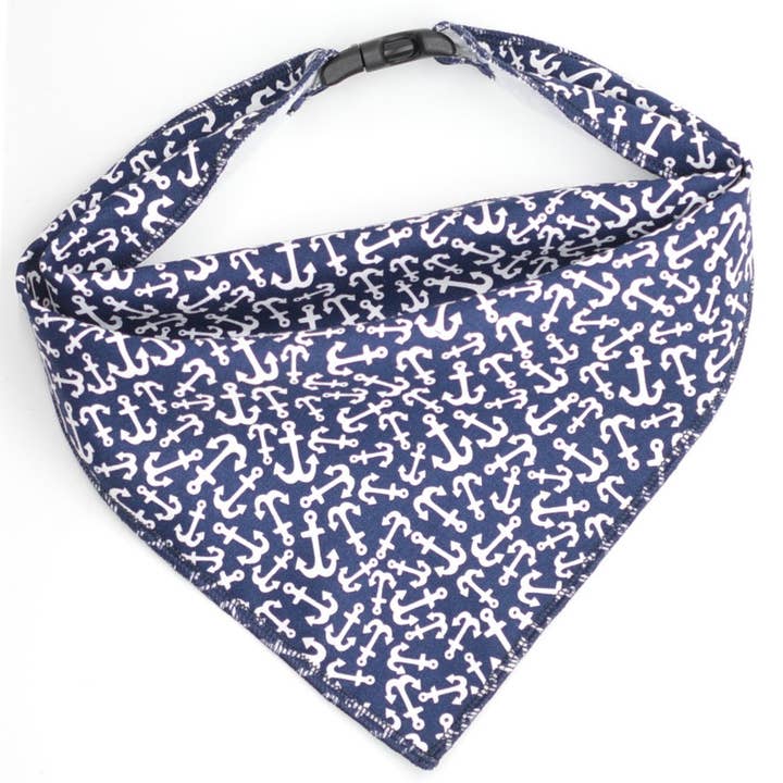 Anchors Scarf Bandana for Dog or Cat Nautical Navy Blue for wholesale by Dog Collar World