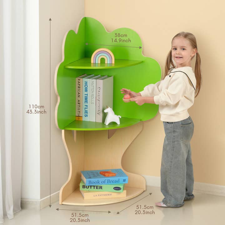 Clear Tree Bookshelf for Kids Reading Nook, Corner Bookcase for wholesale on Faire4