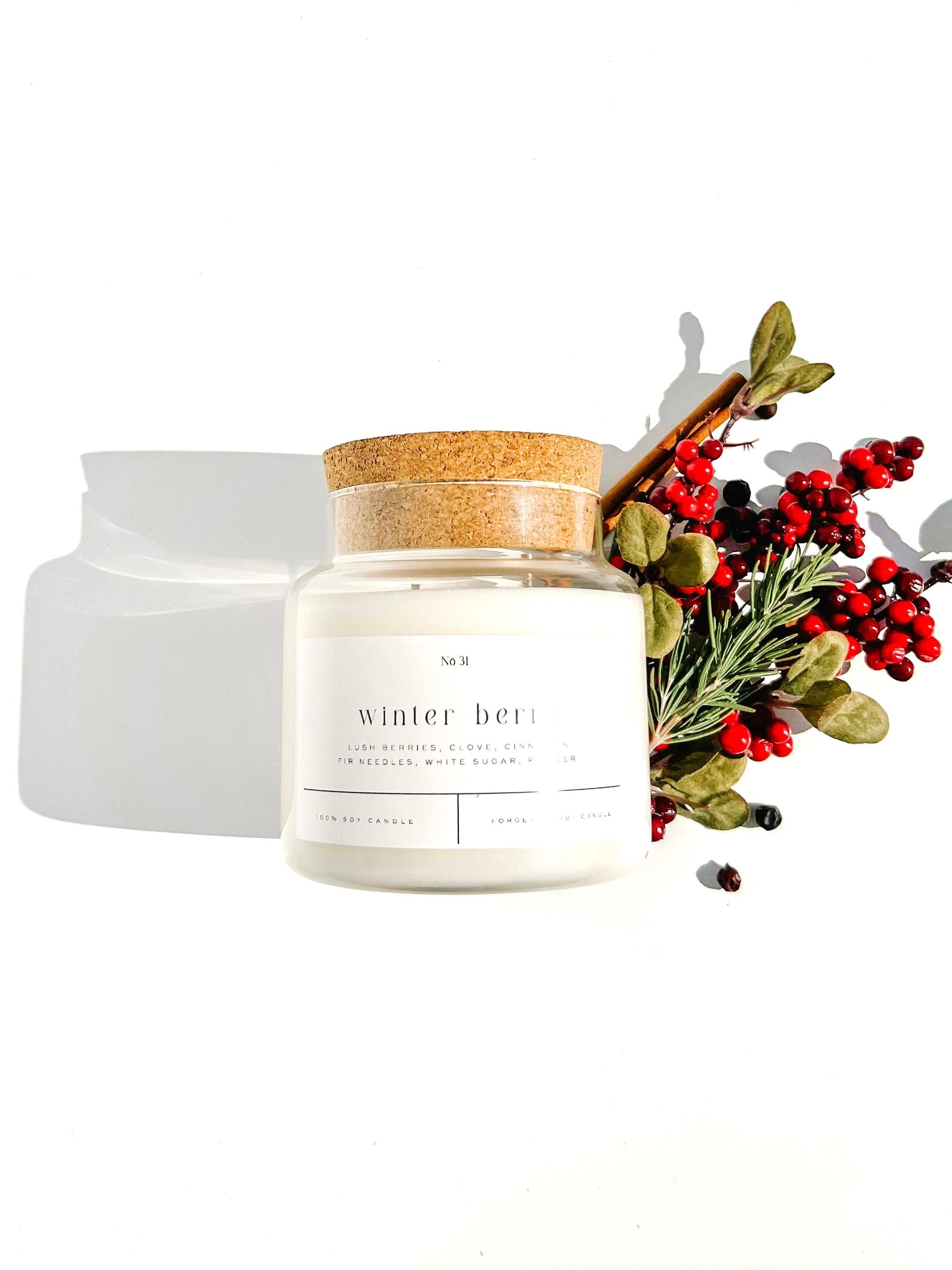 Forget Me Not Candle - Vente Bougie en bocal - Bougie en verre Winter Berry 22 oz – Vendue par lot de 6