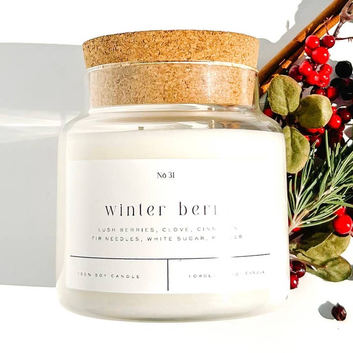 Vela de Vidrio de 22 oz de Bayas de Invierno – Vendido como Caja de 6 para venta al por mayor de Forget Me Not Candle