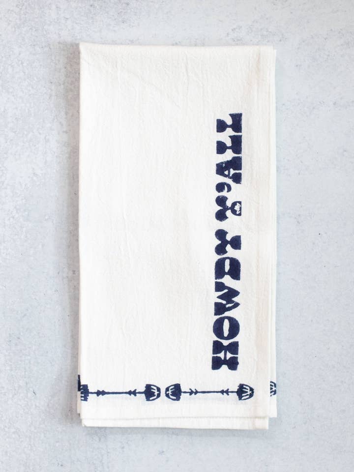 Tea Towel (Ivory) - Howdy, Navy for wholesale by Mended